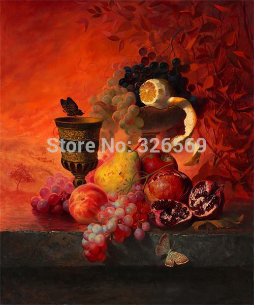 500x600 Free Shipping Classic Painting Pomegranate Amp Grapes Printed Oil - Bmf Painting