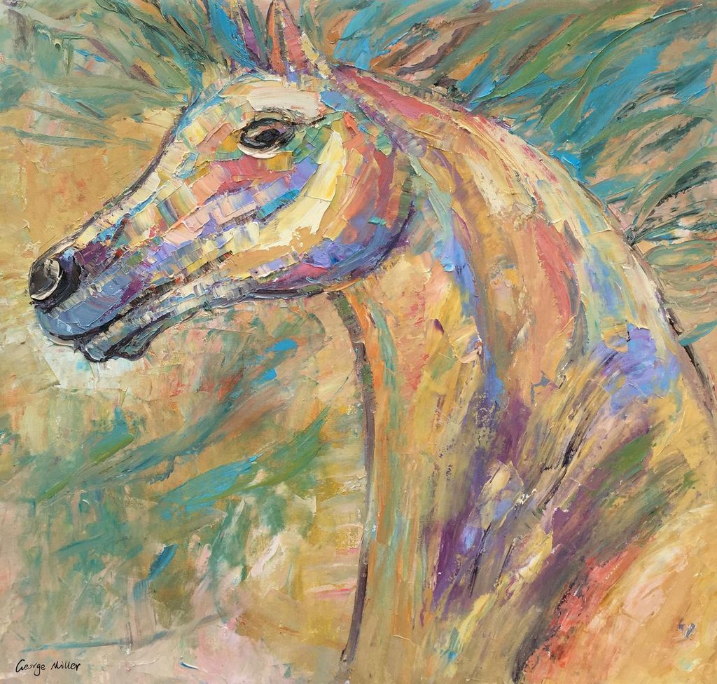1024x976 Oil Painting, Contemporary Art, Horse Artwork, Original Abstract - Bmf Painting
