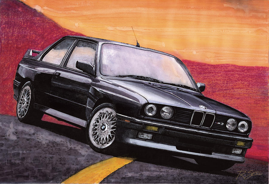 900x616 Bmw E30 M3 Painting By Rod Seel - Bmw Painting