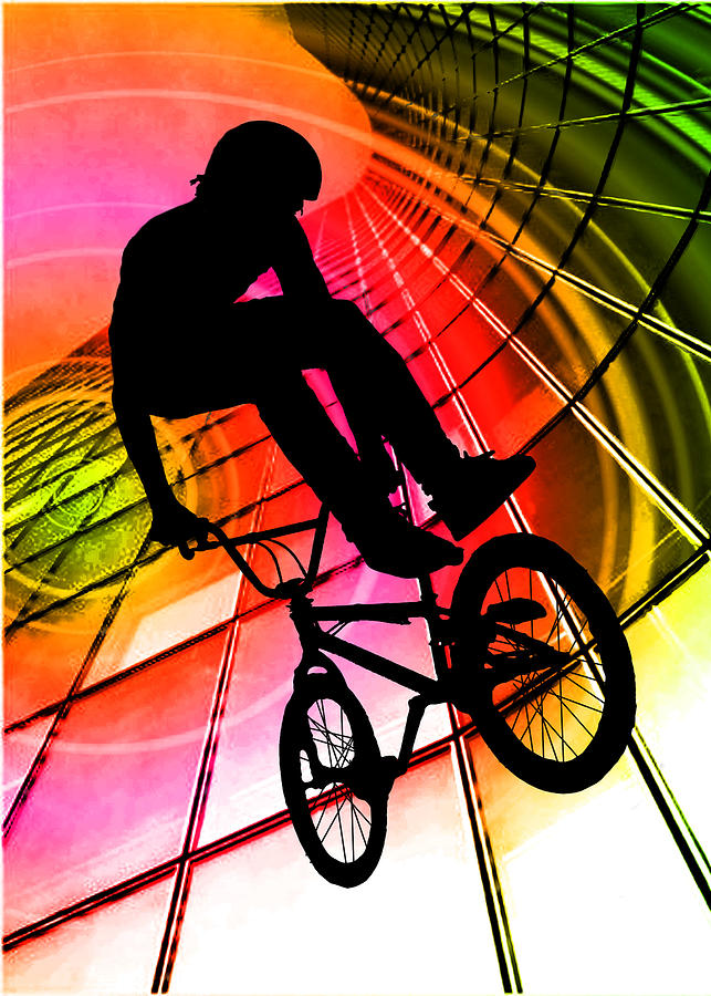 643x900 Bmx In Lines And Circles Painting By Elaine Plesser - Bmx Painting