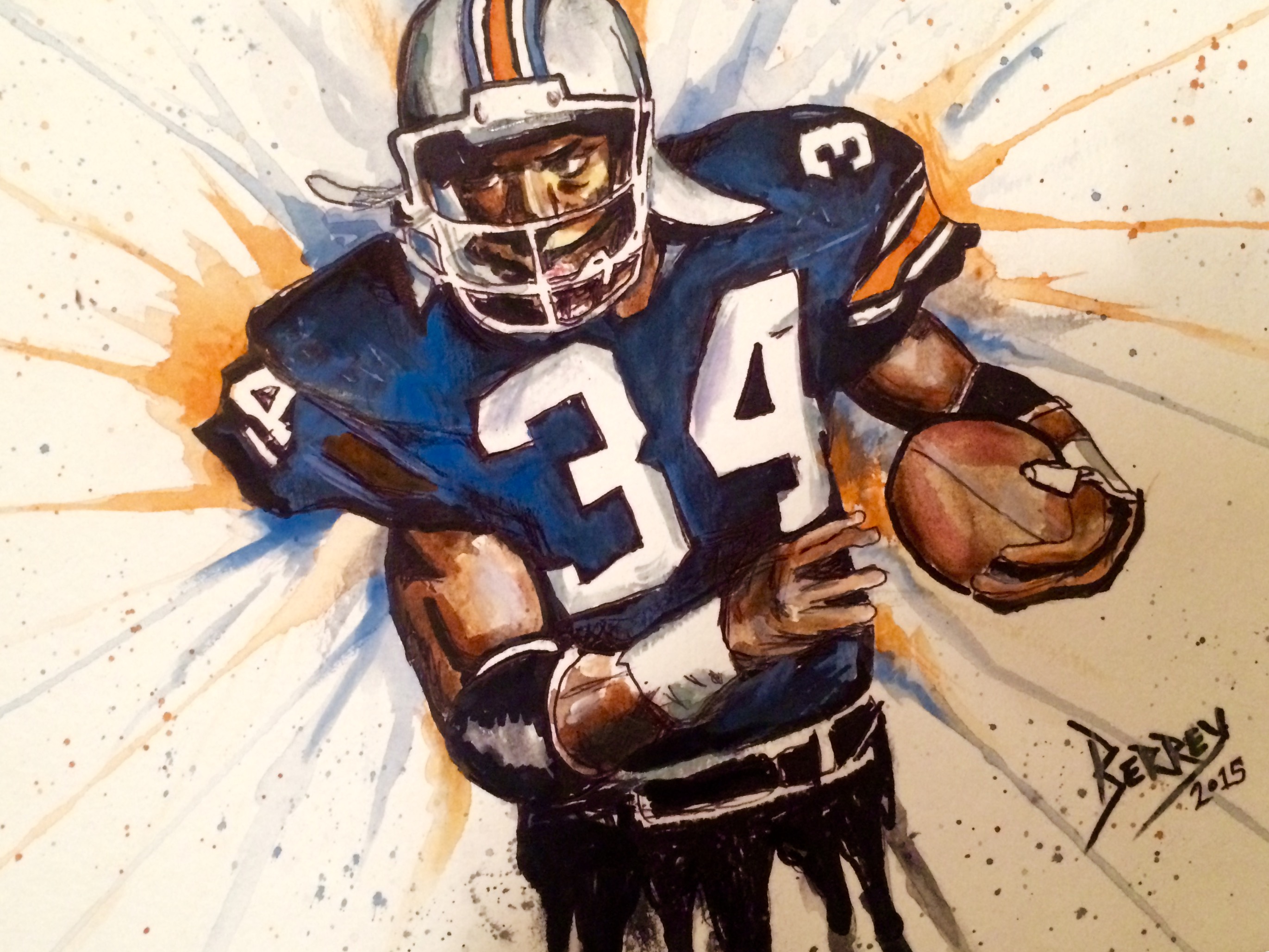 2741x2057 Bo Jackson Auburn Painting (Watercolor Amp Pen 17x24) I Did This - Bo Jackson Painting