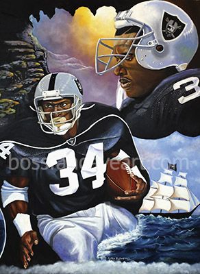 292x400 Raiders Bo Jackson Painting. Oil On Canvas By Cynthia Bluford - Bo Jackson Painting