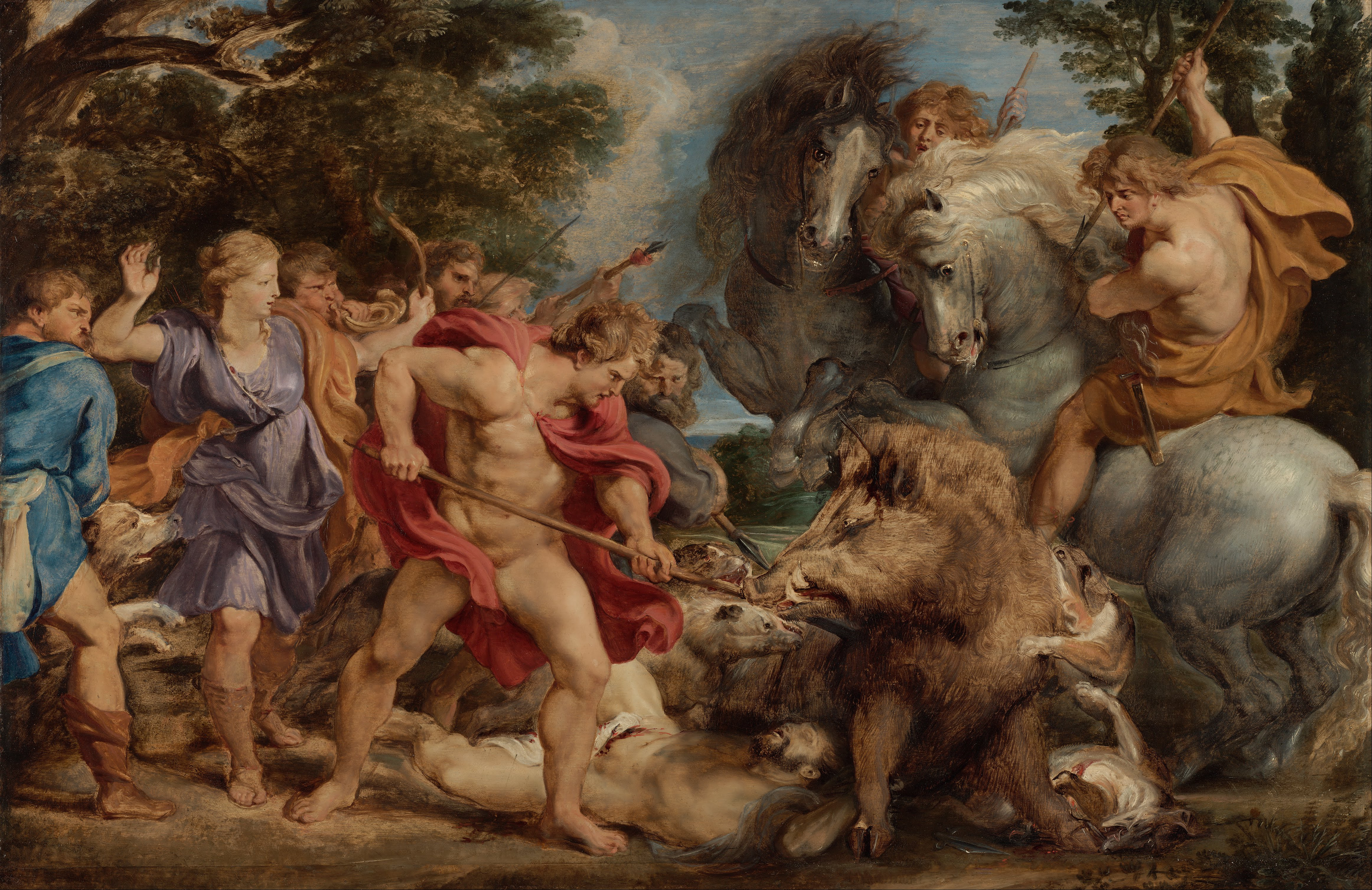 4647x3014 Filepeter Paul Rubens - Boar Hunt Painting