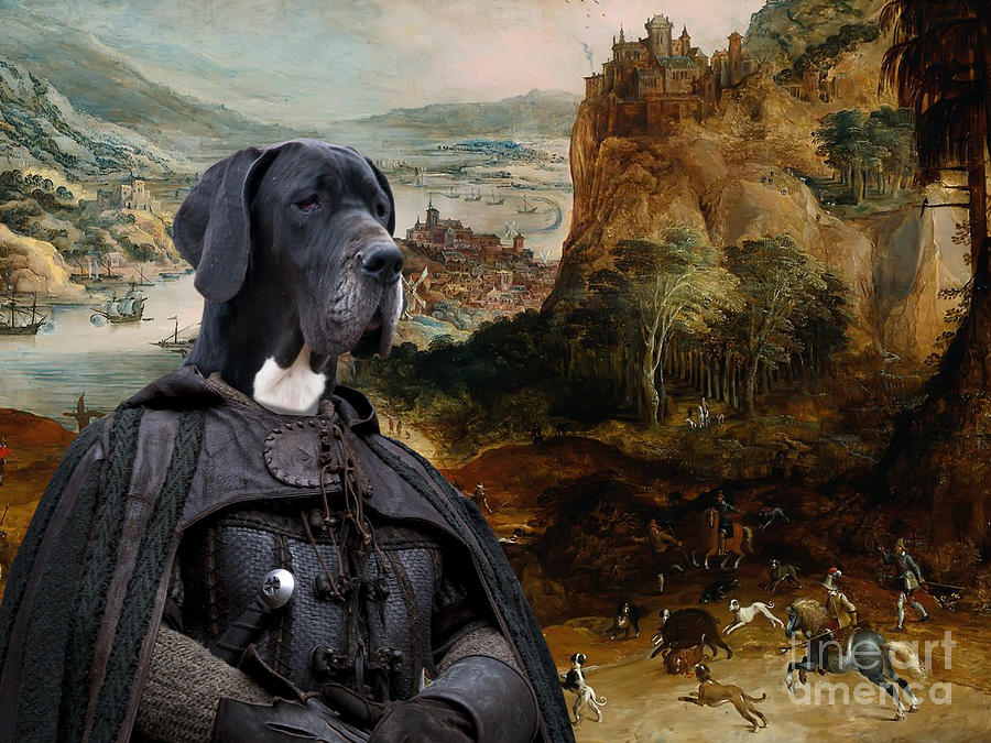 900x675 Great Dane Art - Boar Hunt Painting