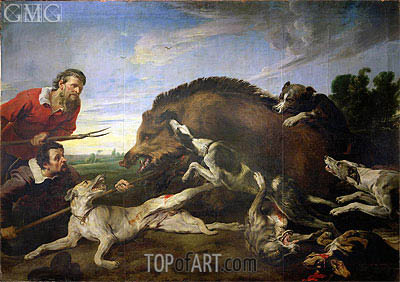 400x282 The Wild Boar Hunt Frans Snyders Painting Reproduction 8802 - Boar Hunt Painting