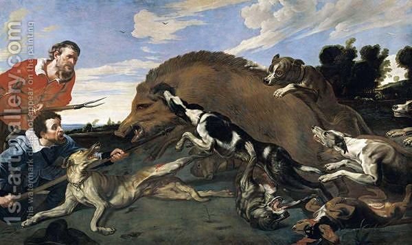 600x358 A Boar Hunt 2 (After) Frans Snyders Reproduction 1st Art Gallery - Boar Hunt Painting