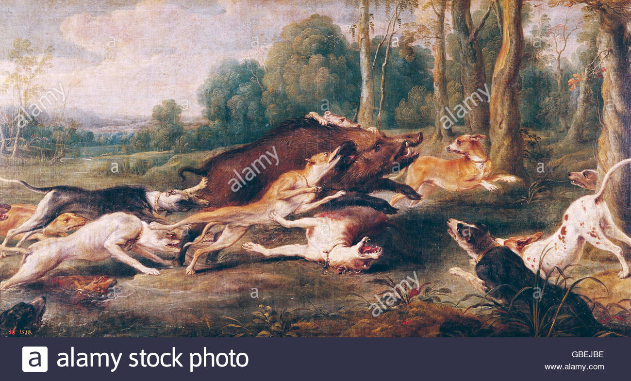 1300x785 Fine Arts, Snijders (Snyders), Frans (1579 - Boar Hunt Painting