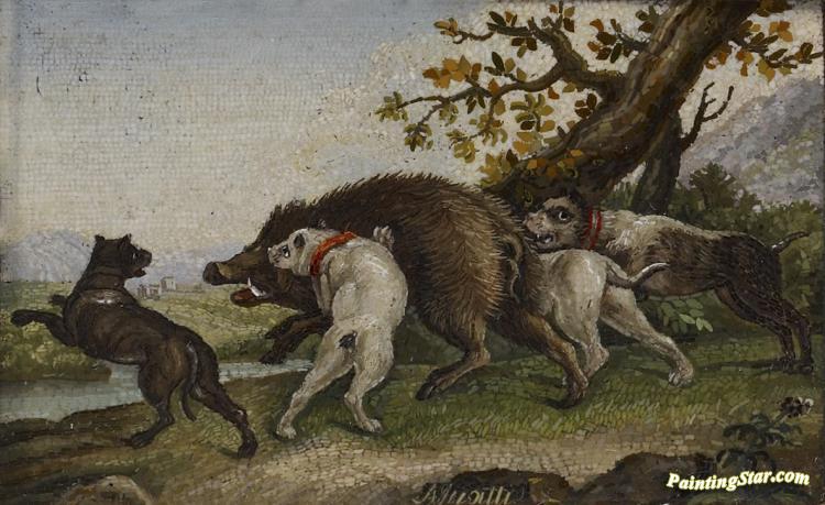 750x459 Boar Hunt In Spring Artwork By Venetian Oil Painting Amp Art Prints - Boar Hunt Painting