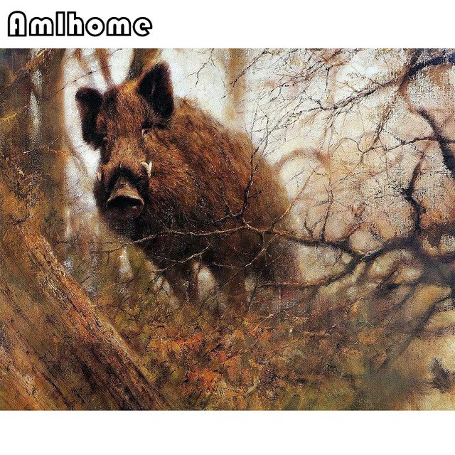640x640 Wild Boar Diamond Pattern Needlework Diy Diamond Painting Cross - Boar Painting