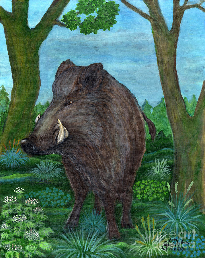 715x900 Wild Boar Painting By Anna Folkartanna Maciejewska Dyba - Boar Painting