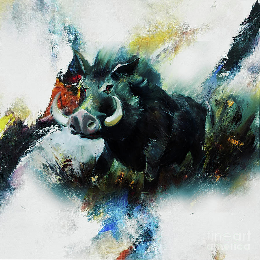 900x900 Boar 01 Painting By Gull G - Boar Painting