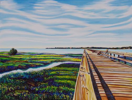 504x380 Fishing {Landscape Oil Painting} Marie Scott Art - Boardwalk Painting