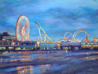 400x300 Painting My World Boardwalk Night Scene - Boardwalk Painting