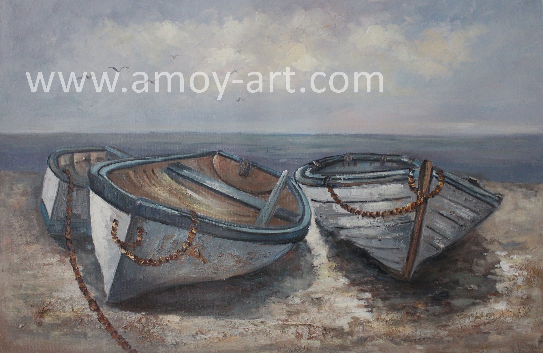 1883x1227 China Handmade 3 Boats Canvas Painting For Wholesale - Boat Canvas Painting