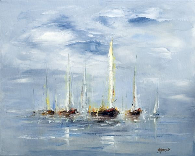 750x600 Free Shipping Hand Painted High Quality Abstract Decorative Boat - Boat Canvas Painting