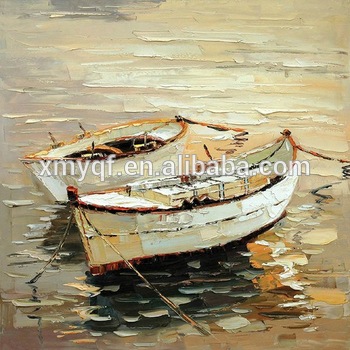 350x350 Handmade Boat Scenery Canvas Oil Painting For Living Room Hotel - Boat Canvas Painting