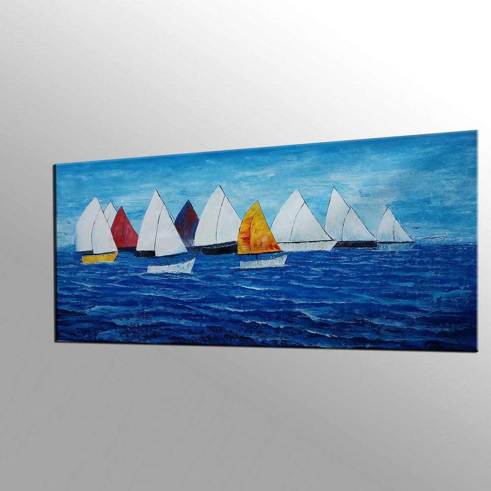 1000x1000 Sail Boat Painting, Seascape Painting, Large Art, Canvas Art, Wall - Boat Canvas Painting