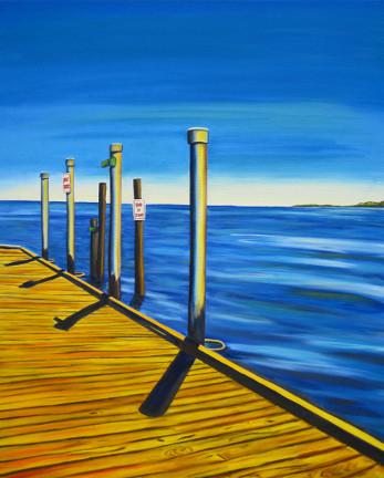 347x432 Boat {Landscape Oil Painting} Marie Scott Art - Boat Dock Painting