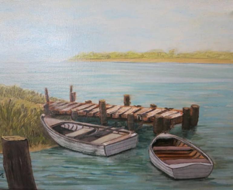 770x628 Saatchi Art Boats - Boat Dock Painting