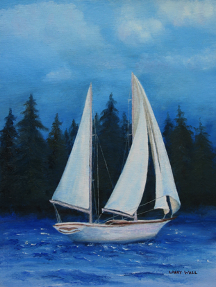 311x414 Sail Boat - Boat In Ocean Painting