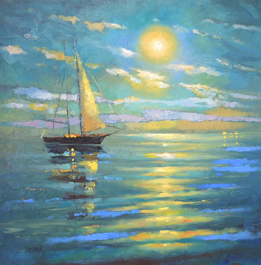 Boat In Ocean Painting at PaintingValley.com | Explore collection of ...