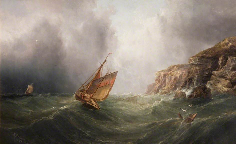 sailboat in storm painting