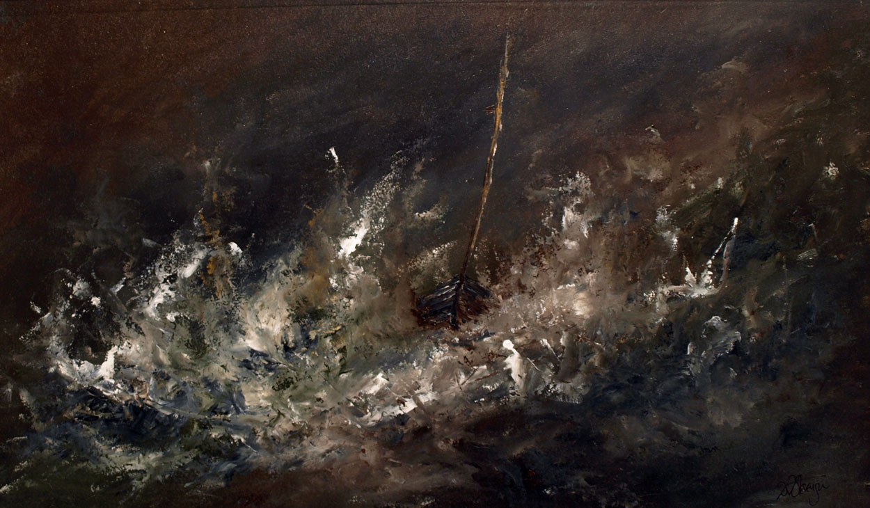 1250x730 Sutcliffe Contemporary Art Boat In A Storm (Tribute To Turner) - Boat In Storm Painting