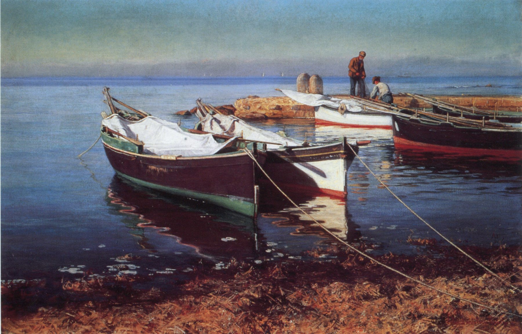 1800x1151 Fishing Boats Painting Elin Kleopatra Danielson Gambogi Oil - Boat Oil Painting