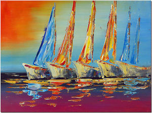 300x223 Harbor Boats - Boat Oil Painting