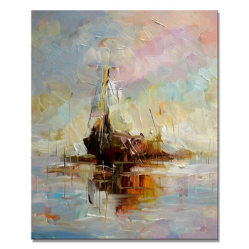 350x350 Modern Abstract Boat Oil Painting For Home Decor - Boat Oil Painting