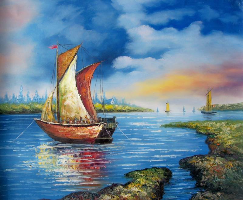 800x660 Oil Paintings Frames - Boat Oil Painting
