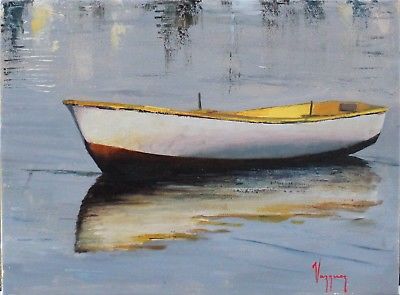 400x295 Seascape Oil Painting Fishing Boat Original Art Direct By Artist 9 - Boat Oil Painting