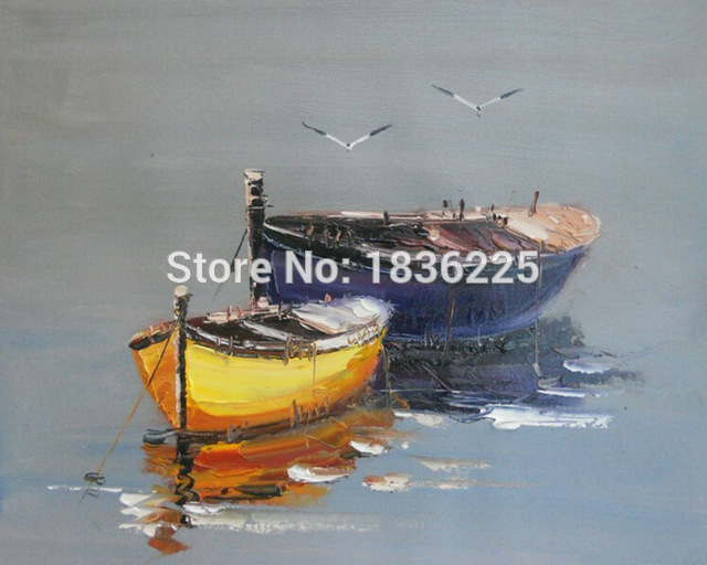 640x512 Canvas Modern Abstract Decorative Sea And Boat Oil Painting - Boat Oil Painting