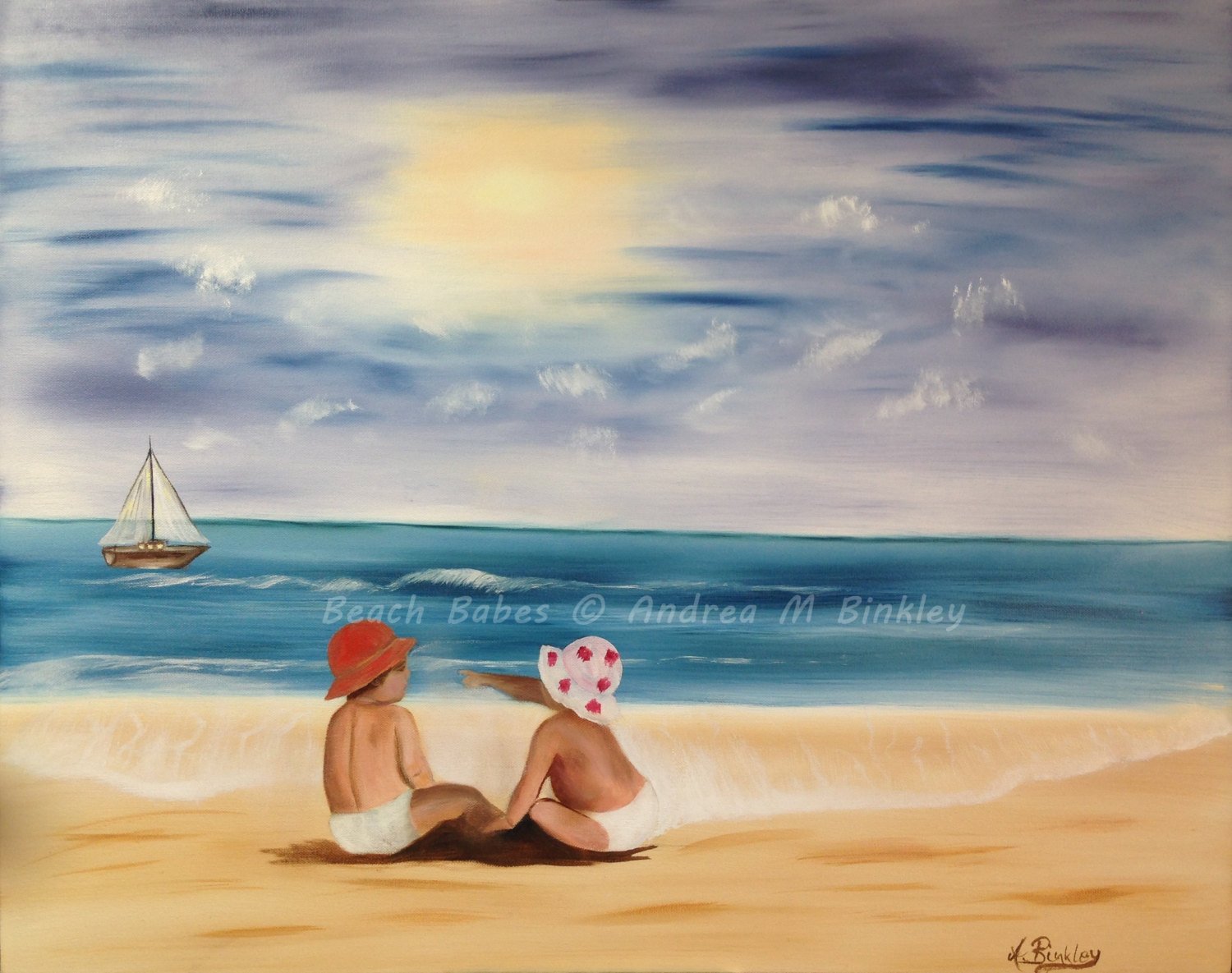 1500x1185 Beach Babes - Boat Oil Painting