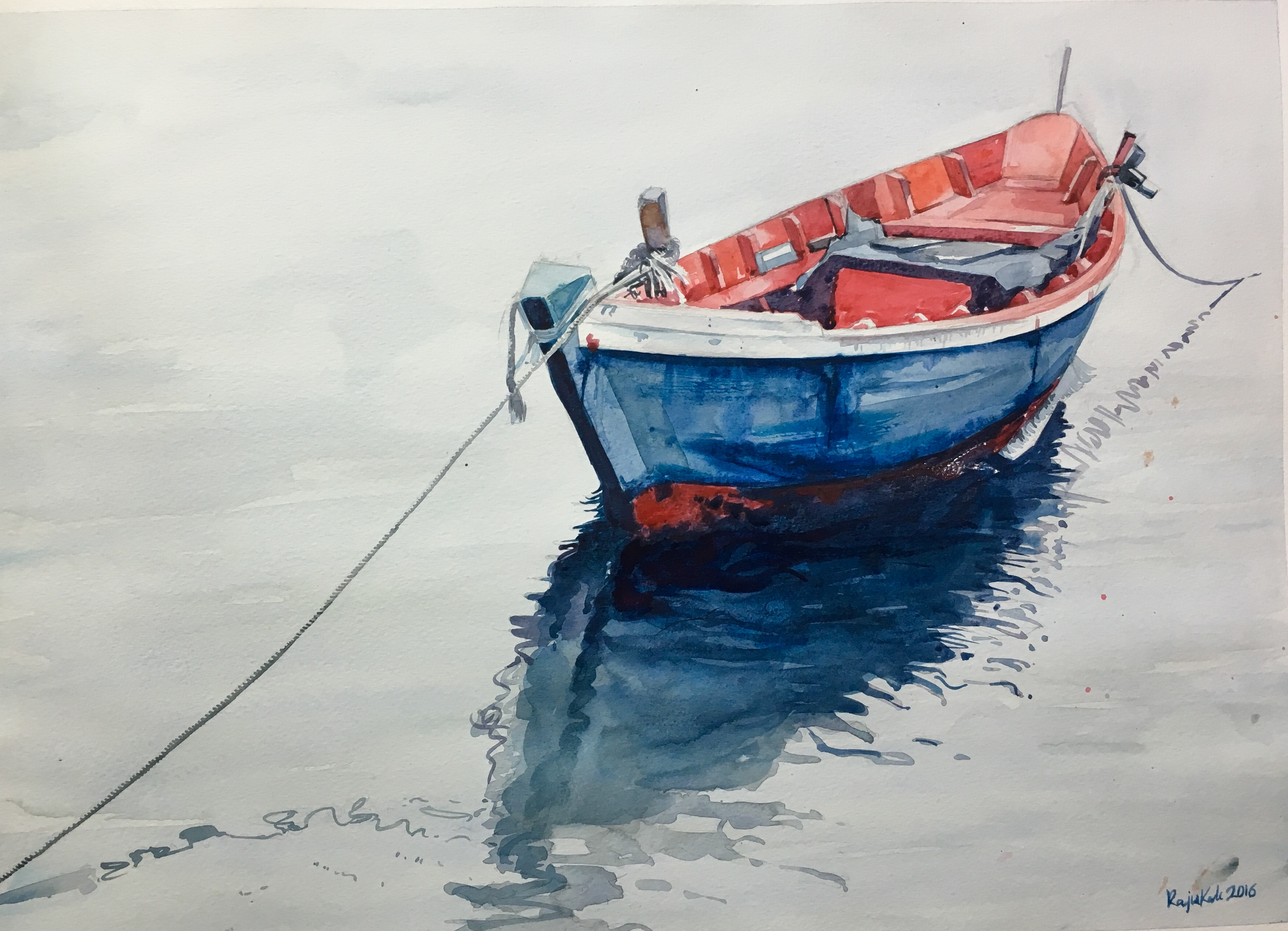 3527x2549 Watercolor Paintings Of Boats Boat Water Painting - Boat On Water Painting