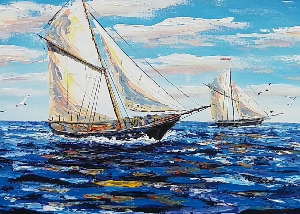 1000x713 Large Painting, Sailing Boat Painting, Canvas Art, Large Art - Boat Painting