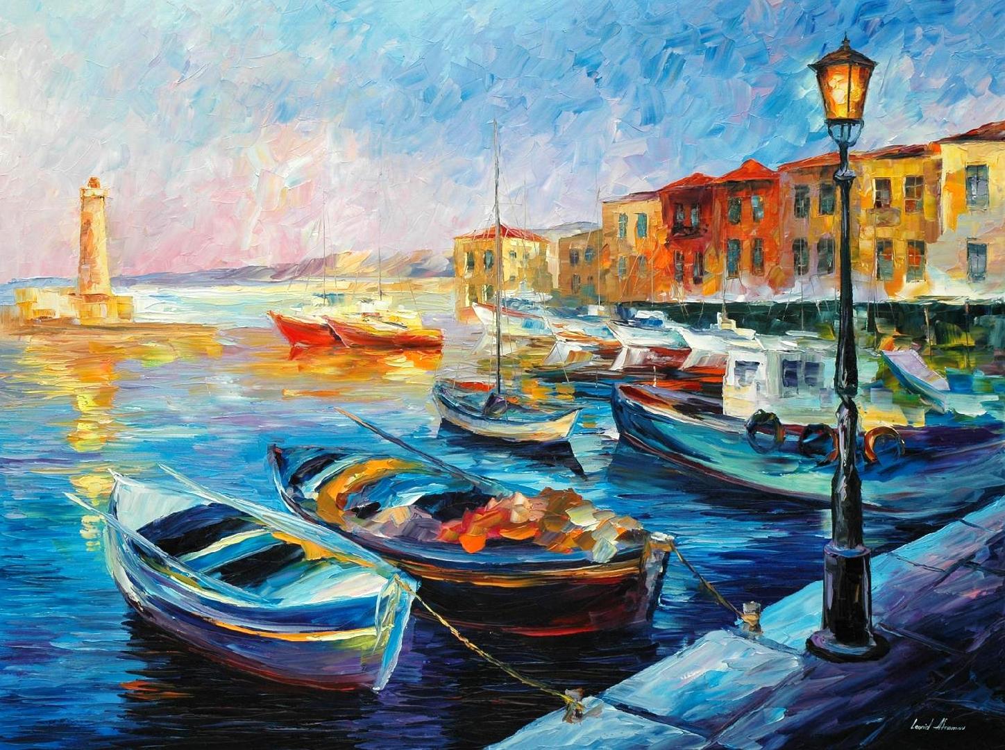1448x1080 Leonid Afremov, Oil On Canvas, Palette Knife, Buy Original - Boat Painting