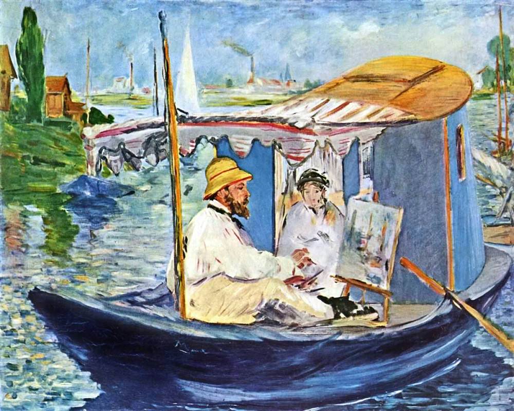 1000x800 Monet Painting In His Studio Boat, 1874 By Edouard Manet - Boat Painting
