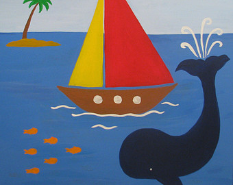 340x270 Little Crab 8x8 Original Acrylic Painting Print Ocean Sea - Boat Painting For Kids