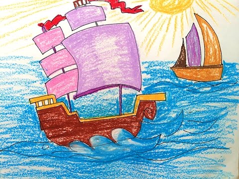 480x360 Painting For Kids How To Draw A Sailboat For Kids How To Paint - Boat Painting For Kids