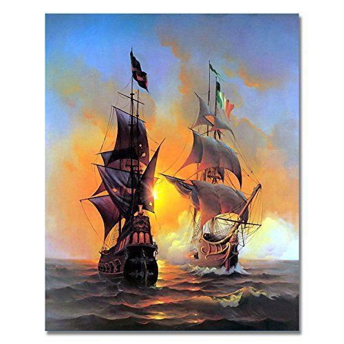 500x500 Sailing Boats Paint By Numbers Diy Canvas Oil Painting Beginner - Boat Painting For Kids