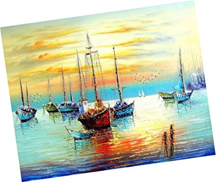 425x358 Wowdecor Paint By Numbers Kits For Adults Kids, Number - Boat Painting For Kids