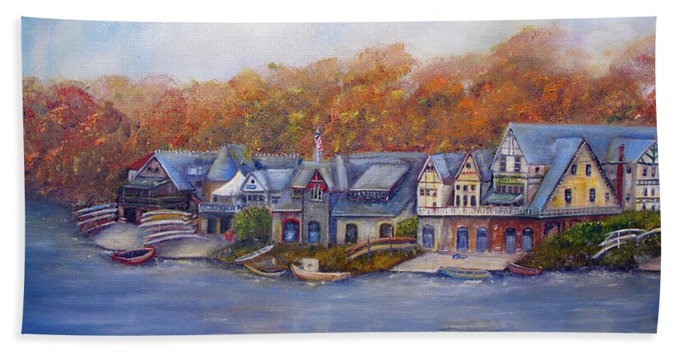 967x500 Boathouse Row In Philadelphia Beach Sheet For Sale By Loretta Luglio - Boathouse Row Painting