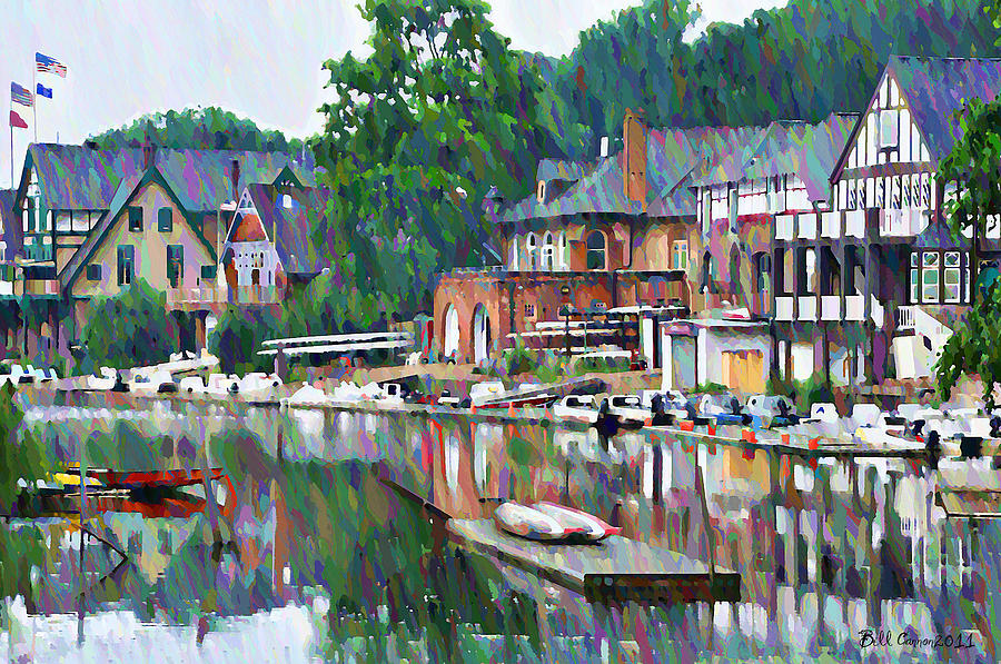 900x597 Boathouse Row In Philadelphia Photograph By Bill Cannon - Boathouse Row Painting