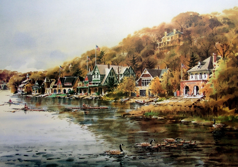 800x564 Afternoon On Boathouse Row - Boathouse Row Painting