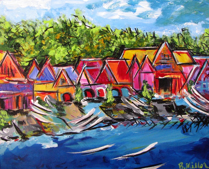 700x567 Philadelphia Boathouse Row Britt Miller Art - Boathouse Row Painting