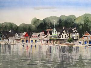 300x225 Boathouse Row, Philadelphia, Crew, Rowing, Boat House Ellie - Boathouse Row Painting
