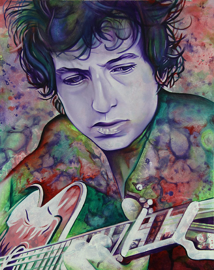 714x900 Bob Dylan Pink And Green Painting By Joshua Morton - Bob Dylan Painting