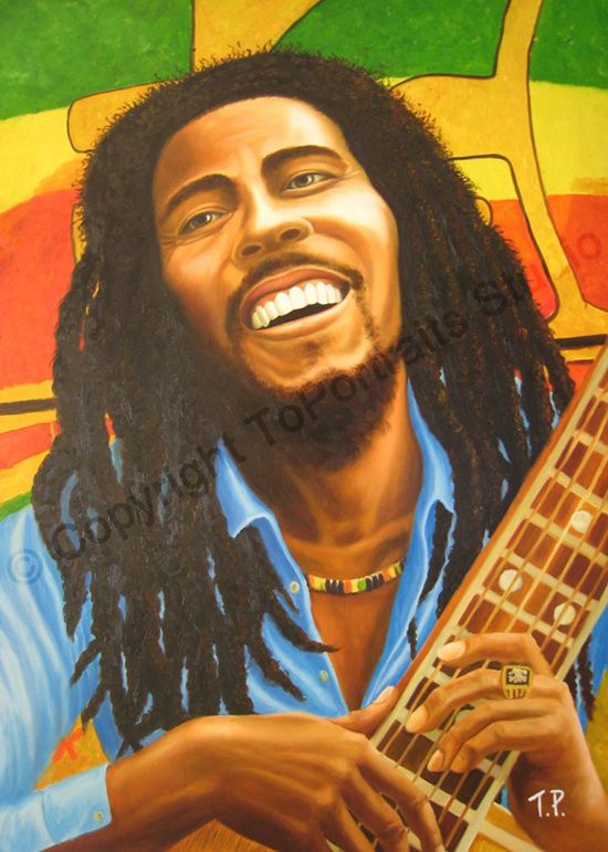 550x771 Bob Marley Playing Guitar - Bob Marley Painting