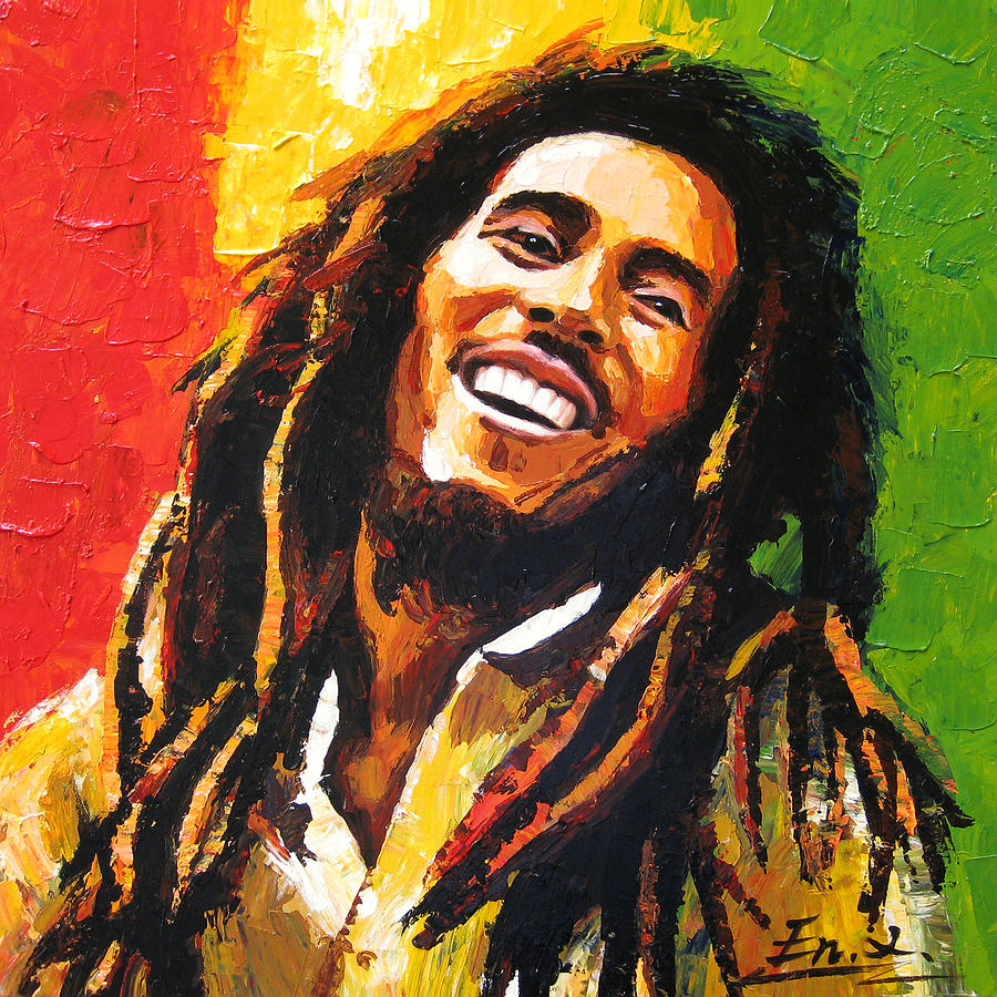 900x900 Original Painting Bob Marley Painting By Enxu Zhou - Bob Marley Painting